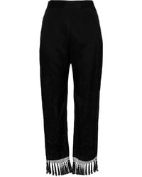 Semicouture - Floral-Embroidered Straight Trousers - Lyst