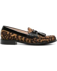 Stuart Weitzman - Leopard-Print Tassel Loafers - Lyst