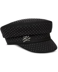 KARL LAGERFELD - K/Autograph Stud-Embellished Baker Boy Cap - Lyst