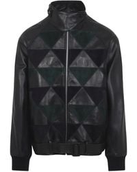 Lanvin - Geometric-Panel Leather Jacket - Lyst