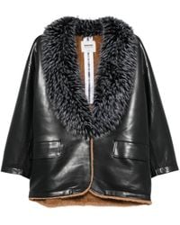 S.w.o.r.d 6.6.44 - Fur-Trim Leather Coat - Lyst