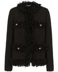 Dolce & Gabbana - Single-Breasted Bouclé Jacket - Lyst