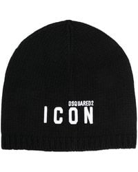 DSquared² - Logo-Embroidered Wool Beanie - Lyst