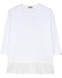 Herno - Peplum-hem Cotton T-shirt - Lyst