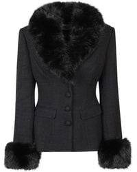 Self-Portrait - Tailored Boucle Fur Jacket - Lyst