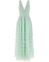 Twinset - V-Neck Ruffled Tulle Maxi Dress - Lyst
