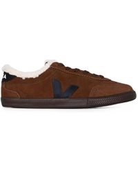 Veja - Volley Fured Suede Walnut Eagle Sneakers - Lyst