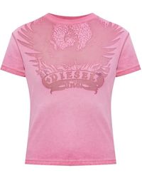 DIESEL - T-Shirt Imprimé À Effet Usé - Lyst
