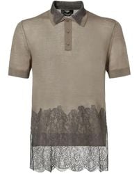 Fendi - Lace-Panel Polo Shirt - Lyst
