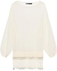 Bimba Y Lola - Ivory Mohair Sweater With Fringe - Lyst