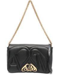 McQueen - The Seal Small Embroidered-leather Cross-body Bag - Lyst