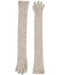 Brunello Cucinelli - Guantes Largos De Punto Con Encaje Floral En Mohair Brillante Y Lana Virgen - Lyst