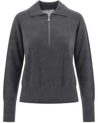 Patrizia Pepe - Sequin-Embellished Quarter-Zip Sweater Polo Top - Lyst