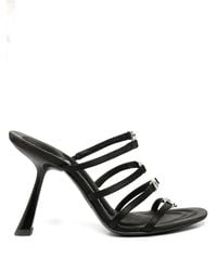 Alexander Wang - Nala Crystal-embellished Logo Satin Heeled Sandals - Lyst