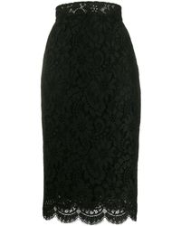 Dolce & Gabbana - Lace-overlay Pencil Skirt - Lyst
