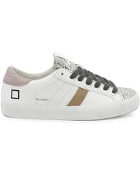 Date - Hill Low Vintage Glitter-Detail Leather Sneakers - Lyst