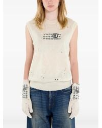 MM6 by Maison Margiela - Numeric-Logo Distressed Knitted Vest - Lyst