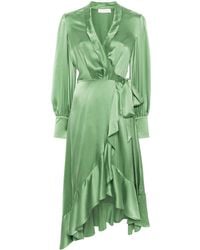Zimmermann - Ruffle-detail Silk Wrap Dress - Lyst