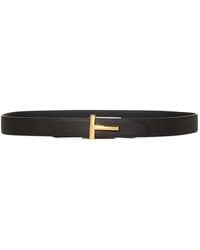 Tom Ford - T-Buckle Grained Leather Belt - Lyst