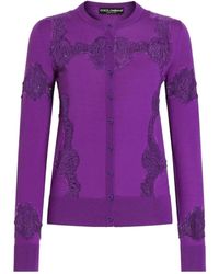Dolce & Gabbana - Wool Cardigan With Lace - Lyst