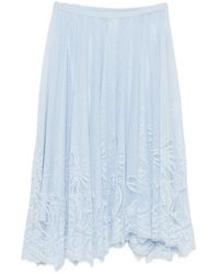 Fabiana Filippi - Lace-Trimmed Pleated Midi Skirt - Lyst