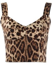 Dolce & Gabbana - Top sin mangas estampado de leopardo marrón - Lyst