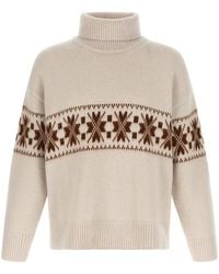 Kiton - Pullover Mit Hohem Ausschnitt Und Geometrischem Jacquardmuster - Lyst