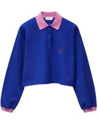 Versace - Polo À Logo Brodé En Coton Piqué À Manches Longues - Lyst
