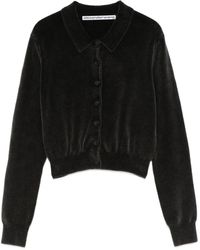 Alexander Wang - Cotton-Blend Chenille Cropped Polo Cardigan - Lyst