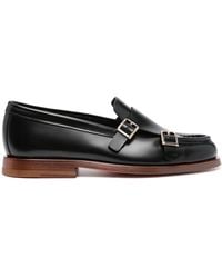 Santoni - Double-Buckle Leather Loafers - Lyst