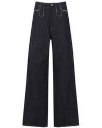 Kuro - Contrast-Stitching Frayed Jeans - Lyst