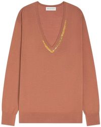 Dries Van Noten - Verfraaide Trui Met V-Hals - Lyst