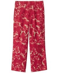 Burberry - Katoenen Broek Met Wijde Pijpen - Lyst