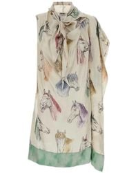 Moschino - Horse-Print Pussy-Bow Dress - Lyst