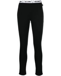 Moschino - Flocked Logo-waistband Cotton leggings - Lyst