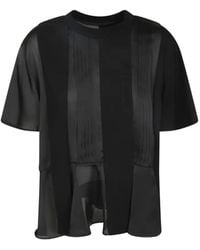 Sacai - Pleated-Panel Ruffled T-Shirt - Lyst