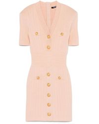 Balmain - Robe En Maille À Coupe Courte - Lyst