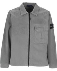Stone Island - Chemise 1200002 Corroded Reflective Light Bull Denim-Tc - Lyst
