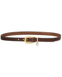 Saint Laurent - Cassandre Charm Elongated Buckle Thin Belt - Lyst