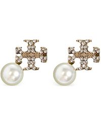 Tory Burch - Moondance Double T Pearl Earrings - Lyst