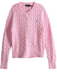 Polo Ralph Lauren - Cable-Knit Cotton Crewneck Cardigan - Lyst