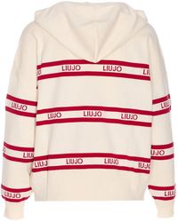 Liu Jo - Logo-intarsia Striped Hoodie - Lyst
