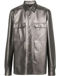 Rick Owens - Metallic Leather Shirt Jacket - Lyst