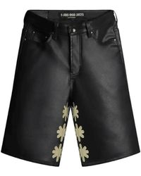 LOSTSHDWS - Floral-Detail Leather Shorts - Lyst