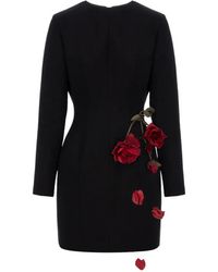 Cristina Savulescu - Rose-Appliqué Long-Sleeves Mini Dress - Lyst