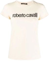 Roberto Cavalli - T-Shirt Mit Logo-Stickerei - Lyst