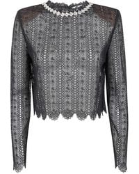 Self-Portrait - Organza Lace Top - Lyst