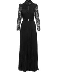 Nissa - Lace-Panel Silk Maxi Dress - Lyst
