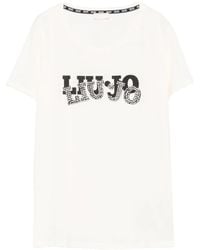Liu Jo - Embellished Logo T-Shirt - Lyst