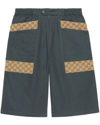 Gucci - Cotton Canvas Bermuda Short With GG Inserts - Lyst